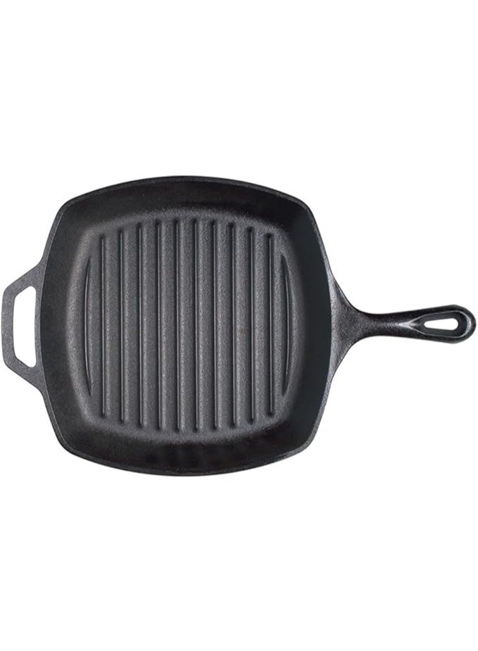 Arabest Prestige Cast Iron Grill 25cm/9.8" | Iron Grill Pan with Handle | Pre Seasoned Induction Cookware Black - PR48886 - Image 1